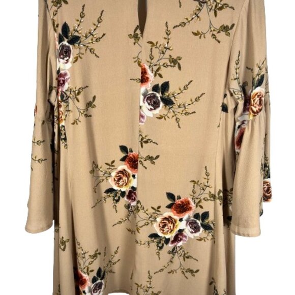 Umgee Womens Boho Floral Shift Dress Size Large Bell Sleeves Knee Length Casual - Picture 10 of 13